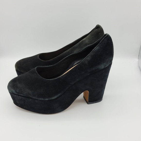 Loeffler Randall Black Suede Platform Heels - Picture 1 of 7
